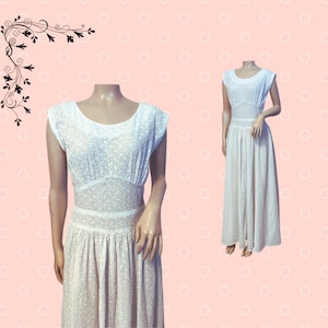 Boho White Eyelet Maxi Dress - Bridal Dress - Garden Party Dress - Sleeveless - Cotton - Size XS