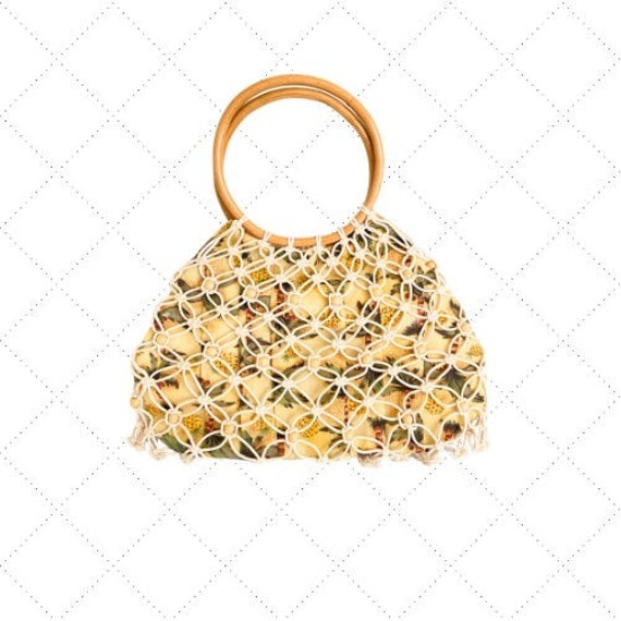 Tropical Summer Handbag - Yellow & Green Palm Tre… - image 1