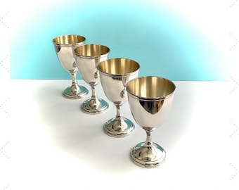 Vintage Silver Wine Goblets - Set of 4 - Wallace Silversmiths - Electro Plated Nickel Silver