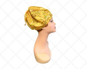 FUN 60s "LUCY" Turban Hat - Statement Hat - Yellow, Lime Green & Orange - Fun Vintage Statement Hat