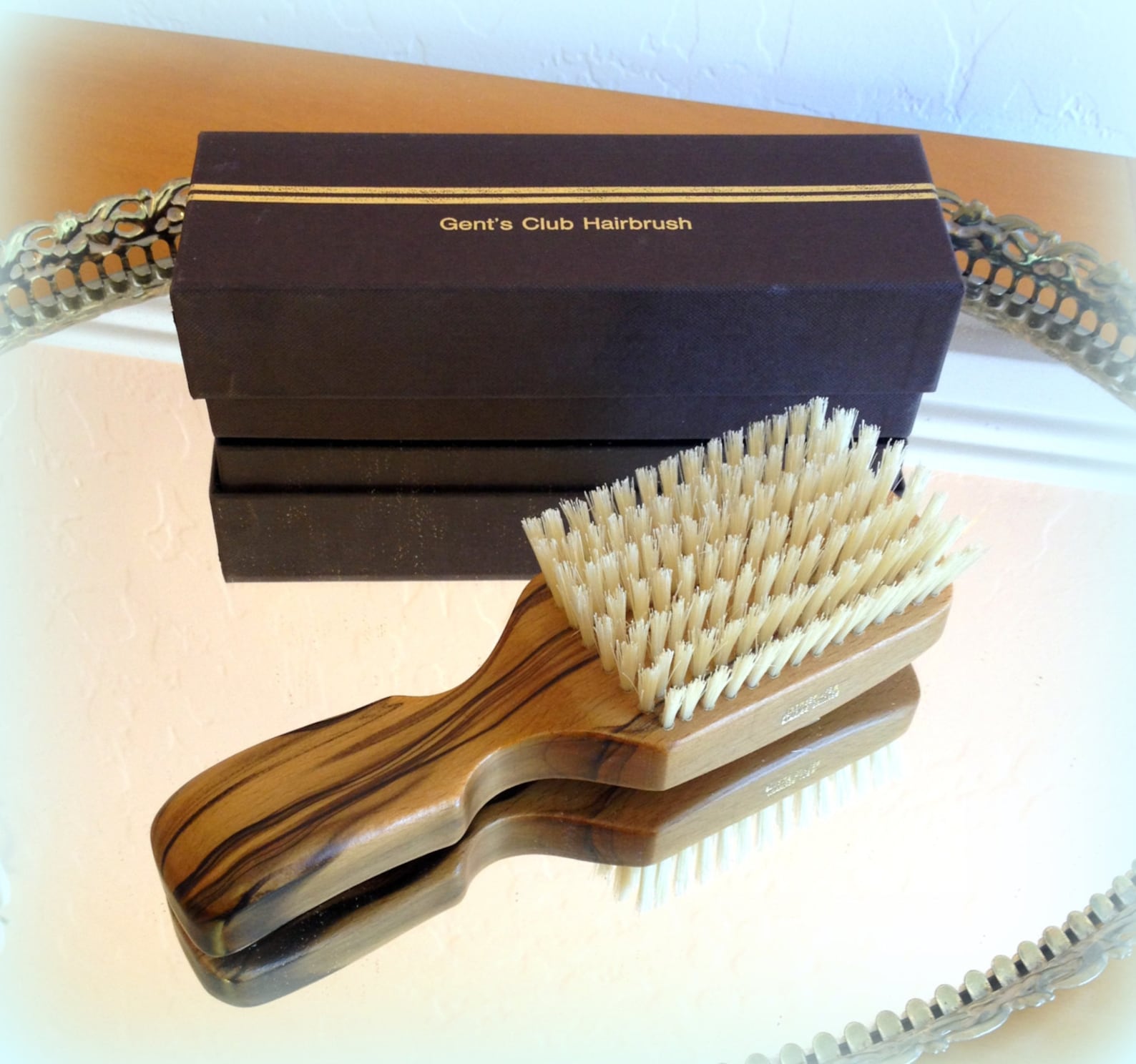 Vintage Gent's Club Hairbrush Genuine Natural Bristle Etsy