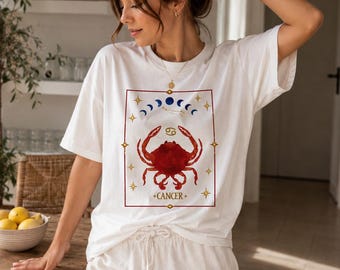 Koszulka z symbolem zodiaku Rak Comfort Colors*, koszulka urodzinowa Rak, prezent Krab, koszulka z astrologicznym znakiem zodiaku, konstelacja Rak, koszulka z niebiańskim znakiem zodiaku