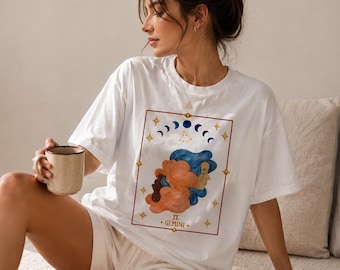 Koszulka z symbolem zodiaku Bliźnięta Comfort Colors*, koszulka urodzinowa Bliźnięta, prezent Bliźnięta, koszulka z astrologicznym znakiem zodiaku, konstelacja Bliźniąt, koszulka z niebiańskim znakiem zodiaku