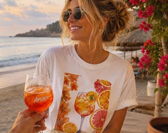 Koszula Vintage Aperol Spritz | Koszulka koktajlowa Signature | Koszulka retro Italy | Koszulka z wakacjami we Włoszech