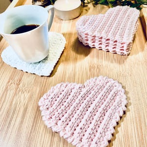 US Crochet Pattern PDF Heart Coaster Digital Download l Svenska Virkmönster hjärta glasunderlägg
