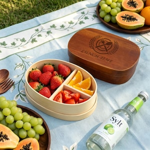 Zurück zu Schulgeschenk, personalisierte japanische Bento Box, nachhaltige Lunchbox, Picknick Meal Prep Box, Lebensmittelbehälter, Aufbewahrungsbehälter,