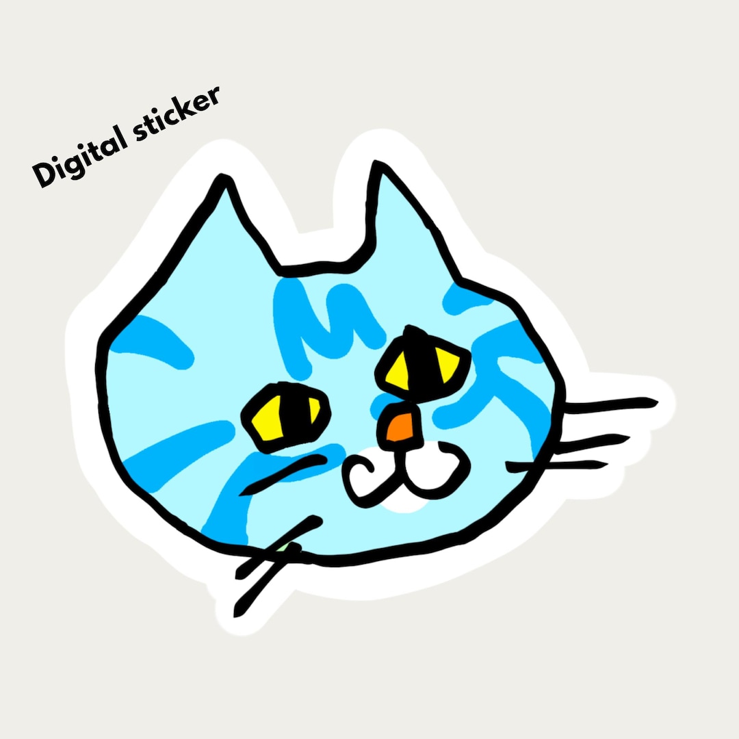 Lovable Ugly Cat Sticker – Tabby Cat | Cute Weird Digital Sticker ...