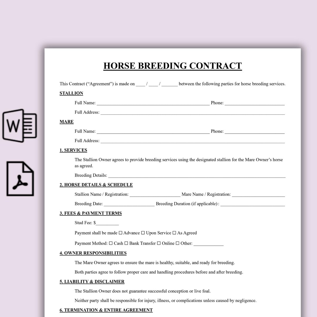 Image 9 for Stallion Breeding Contract Templates