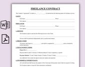 Freelance Contract Template, One Page Freelance Agreement Form, Printable Independent Contractor, Editable Professional Service Contact