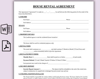 Plantilla sencilla de contrato de alquiler de vivienda, contrato de arrendamiento editable, contrato de vivienda, formularios imprimibles para propietarios, alquiler de propiedades