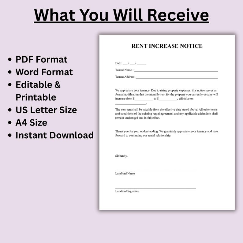 Hdfc Name Addition Form.pdf Buy Rental Increase Notice Template | Editable Rent Increase Letter ...