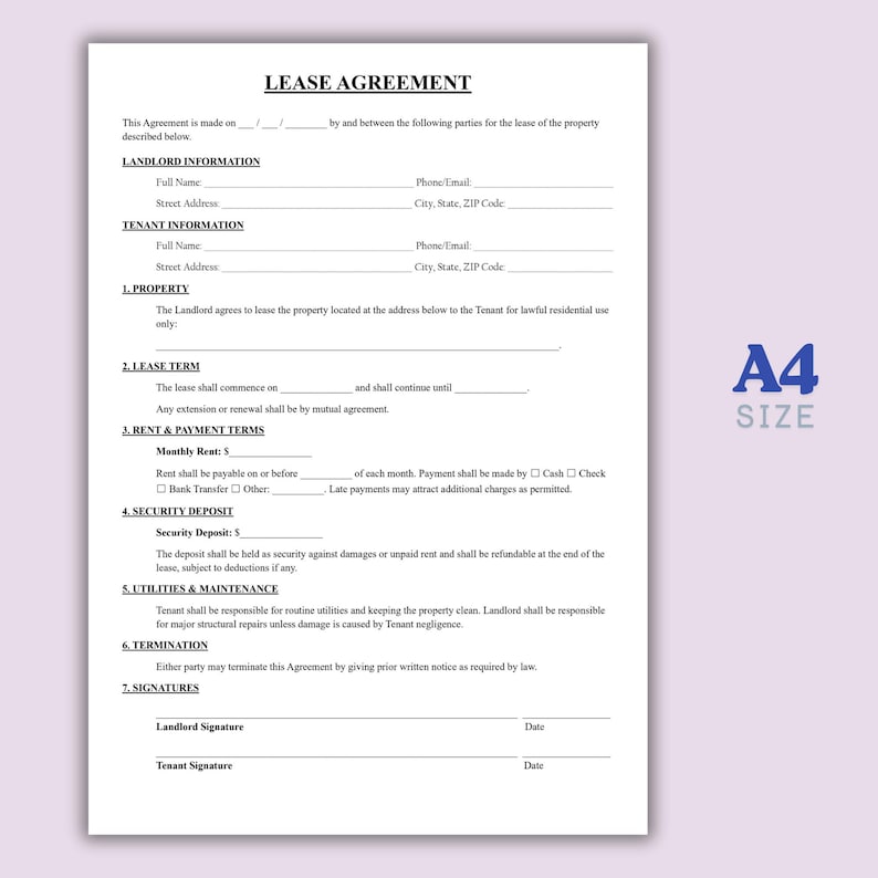 Lease Paper.pdf Editable Lease Agreement Template, Printable Lease Agreement Form ...