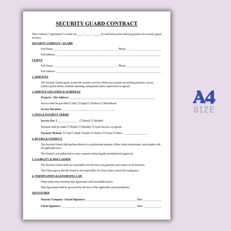 Buy Editable Security Guard Contract, Security Service Provider ...