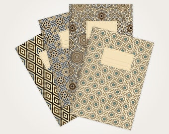 Set van 4 notitieboekjes geniet A5 Marokkaanse patronen