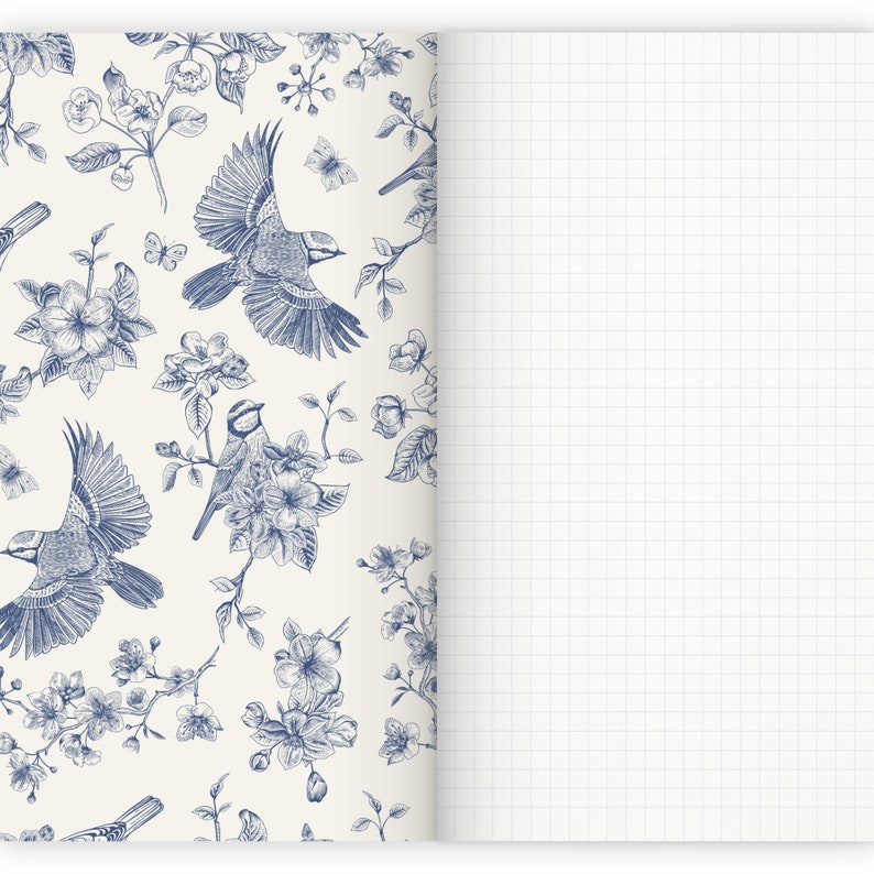 Set of 3 Notebooks Stapled A5 Flower & Butterfly Patterns image 6