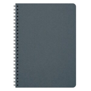 May include: A dark gray spiral bound notebook with a textured cover.