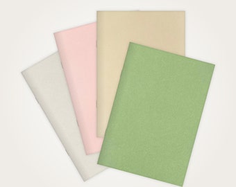 Set of 4 Notebooks Stapled A5 | light gray, pink, beige, light green