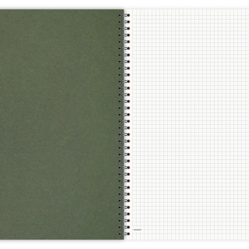 Notizblock DIN A4 Farbe Waldgrün Notizbuch Notizbücher Notizheft Schreibblock Ringblock Spiralblock squared (kariert)