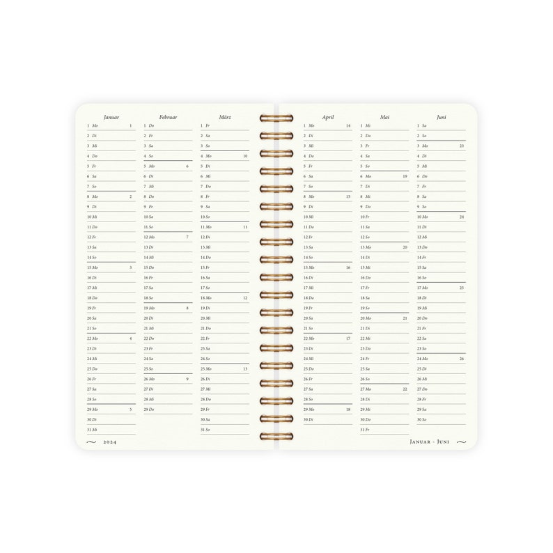 Kalender Klein 2024 Horizontales oder Vertikales Layout Linien oder Punkte 1 Woche 2 Seiten Bild 5