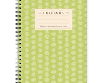 Cuaderno A5 - Estampado de flores verdes