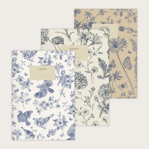 Set of 3 Notebooks Stapled A5 Flower & Butterfly Patterns image 2