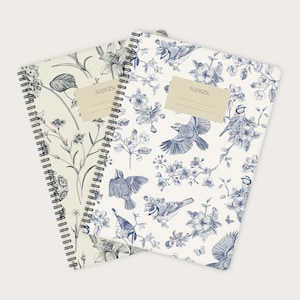 Set of 2 Notebooks A4 Flowers & Birds journal note pad image 1