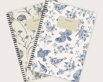 Set of 2 Notebooks A4 – Flowers & Birds | journal | note pad