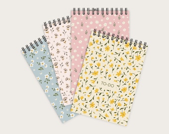 Set of 4 To-Do Lists A6 | Boho Floral Patterns