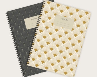 Set van 2 notebooks A4 – Art Deco patronen | tijdschrift | notitieblok