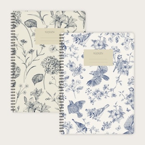 Set of 2 Notebooks A4 Flowers & Birds journal note pad image 2