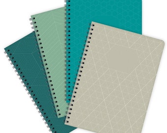 Conjunto de 4 Cuadernos DIN A5 / Patrones Geométricos / organizador / planificador / diario encuadernado en espiral