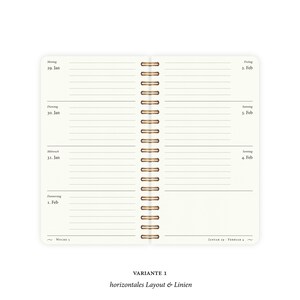 Kalender Klein 2024 Horizontales oder Vertikales Layout Linien oder Punkte 1 Woche 2 Seiten Bild 3