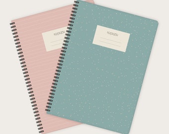 Set van 2 notebooks A4 – Handgetekende patronen | tijdschrift | notitieblok