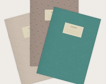 Set of 3 Notebooks Stapled A5 | Geometric Patterns