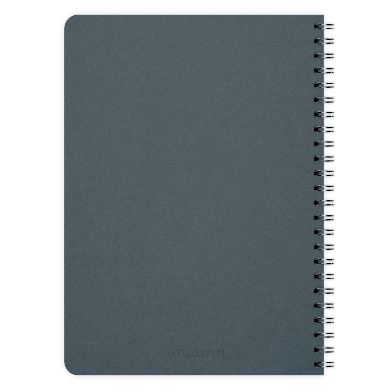 May include: A dark gray spiral bound notebook with a textured cover. The notebook has a small, white logo that says "remarkable" on the bottom right corner.