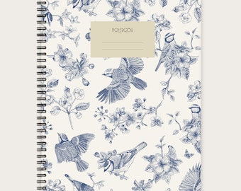 Notizblock A4 | Flowers & Birds | Notizbuch | Notizheft | Schreibblock