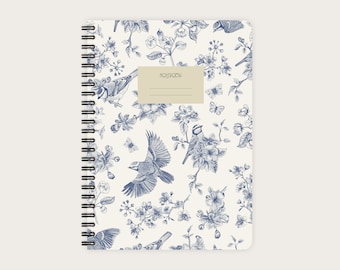 Cahier A5 | Motif oiseaux et fleurs