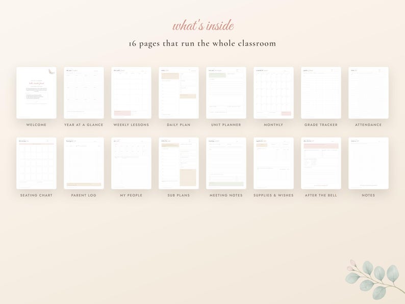 Teacher Planner Printable, Undated Lesson Planner, Grade Tracker, Attendance Sheet, Seating Chart, Sub Plans, Back to School, A4 Letter PDF imagen 2