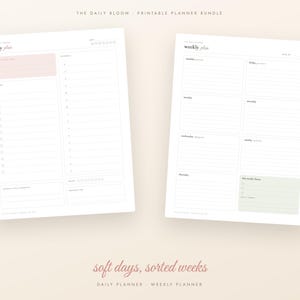 Paquete de planificadores imprimibles, planificador diario, semanal y mensual sin fecha, registro de hábitos, presupuesto, planificador de comidas, diario de autocuidado, PDF tamaño A4 (Carta estadounidense) imagen 6