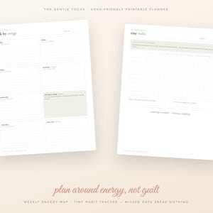 ADHD planner afdrukbare bundel, ongedateerde dagelijkse planner volwassen ADHD, dopaminemenu, hersendump, gewoontetracker, routines, A4-brief-pdf afbeelding 2