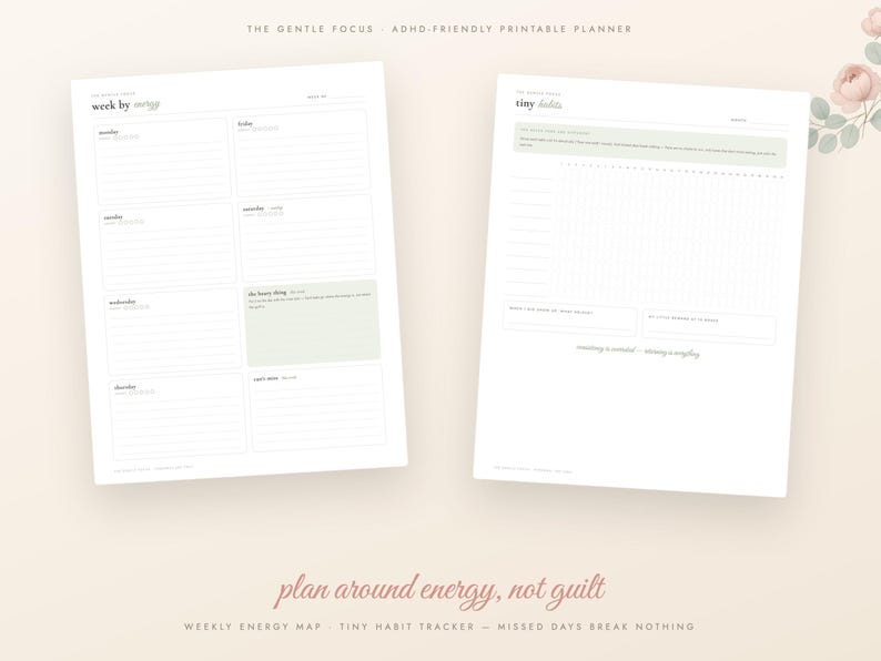 ADHD planner afdrukbare bundel, ongedateerde dagelijkse planner volwassen ADHD, dopaminemenu, hersendump, gewoontetracker, routines, A4-brief-pdf afbeelding 2