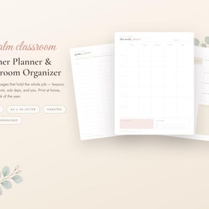 Teacher Planner Printable, Undated Lesson Planner, Grade Tracker, Attendance Sheet, Seating Chart, Sub Plans, Back to School, A4 Letter PDF imagen 1