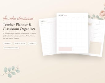 Teacher Planner Printable, Undated Lesson Planner, Grade Tracker, Attendance Sheet, Seating Chart, Sub Plans, Back to School, A4 Letter PDF