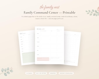 Family Planner Printable, Back to School Command Center, Weekly Family Organizer, Meal Planner Chore Chart, Mom Planner, A4 Letter PDF