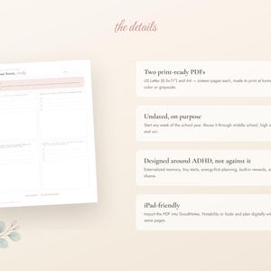 Planer ucznia z ADHD do druku, niedatowany planer szkolny dla nastolatków, śledzenie zadań, sprinty nauki, planer egzaminów, prace domowe, plik PDF A4 zdjęcie 8