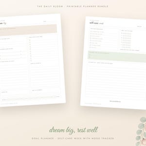 Lot d'agendas imprimables vert sauge, agenda hebdomadaire mensuel non daté, suivi des habitudes, budget, plan de repas, soins personnels, format A4 lettre PDF image 9