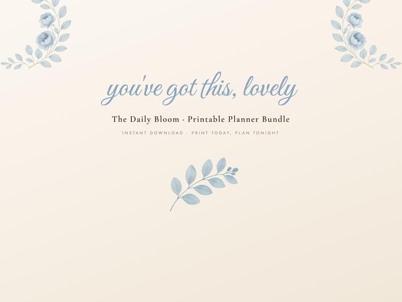 Dusty Blue Printable Planner Bundle, Undated Daily Weekly Monthly Planner, Habit Tracker, Budget, Meal Plan, Self Care, A4 Letter PDF image 8