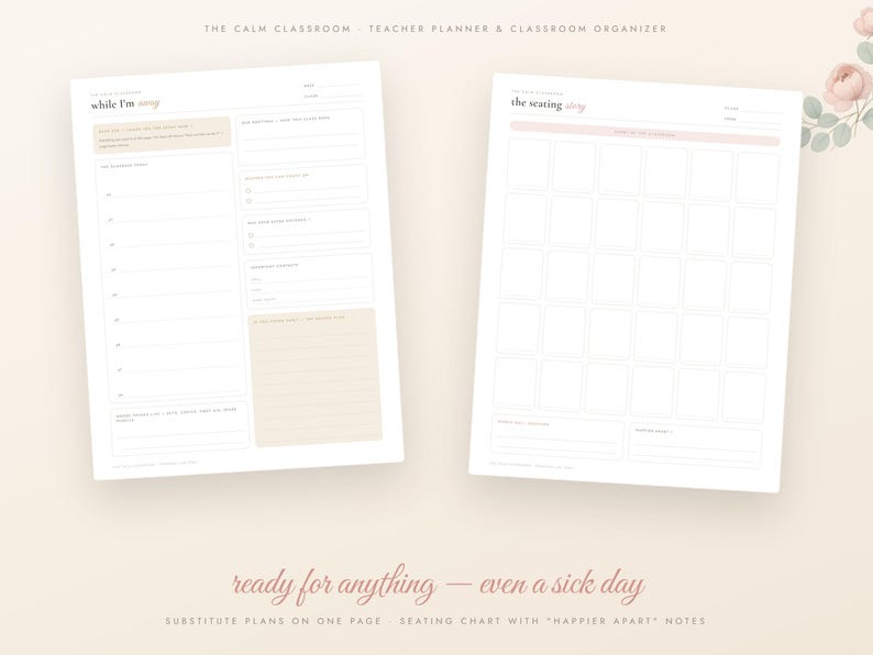 Teacher Planner Printable, Undated Lesson Planner, Grade Tracker, Attendance Sheet, Seating Chart, Sub Plans, Back to School, A4 Letter PDF imagen 5
