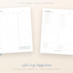 Dusty Blue Printable Planner Bundle, Undated Daily Weekly Monthly Planner, Habit Tracker, Budget, Meal Plan, Self Care, A4 Letter PDF image 3