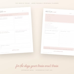 ADHD planner afdrukbare bundel, ongedateerde dagelijkse planner volwassen ADHD, dopaminemenu, hersendump, gewoontetracker, routines, A4-brief-pdf afbeelding 4
